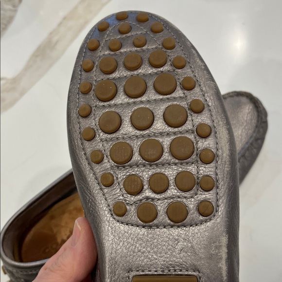 Coach Nola Metallic Pewter Leather Driving Loafers - Picture 8 of 10